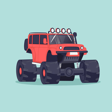 Big jeep. Flat design vector illustration.