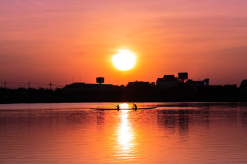 Fototapeta premium Rowing kayak in sunset