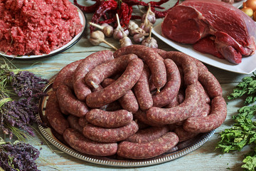 fresh homemade sausages