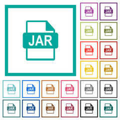 JAR file format flat color icons with quadrant frames