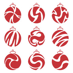 Set of Christmas balls icons. Hand drawn. Vector illustration