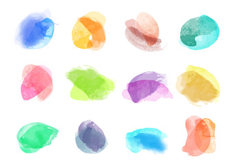Watercolor hand painting stains. Vector illustration created with custom brushes, not auto-tracing.