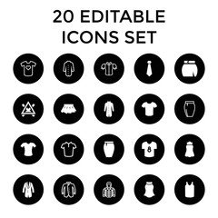 Shirt icons. set of 20 editable filled and outline shirt icons