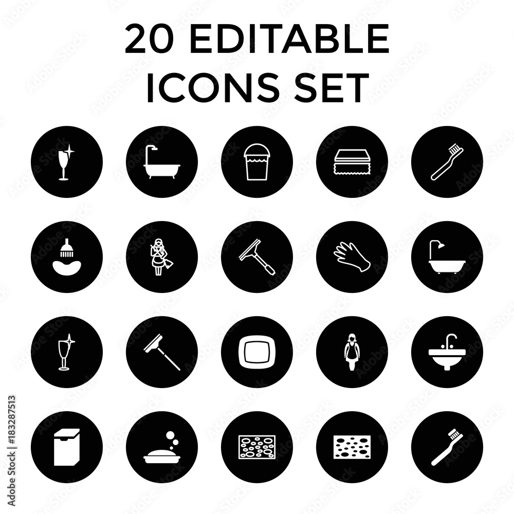 Wall mural Wash icons. set of 20 editable filled and outline wash icons