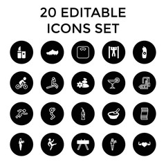 Lifestyle icons. set of 20 editable filled and outline lifestyle icons