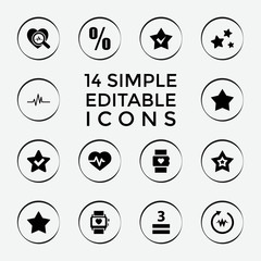 Set of 14 rate filled icons