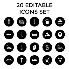 Garden icons. set of 20 editable filled and outline garden icons