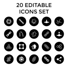 Link icons. set of 20 editable filled and outline link icons
