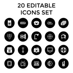 Technology icons. set of 20 editable filled and outline technology icons