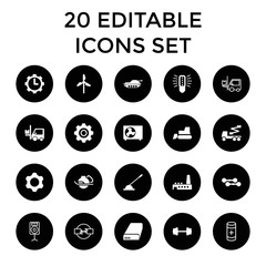 Power icons. set of 20 editable filled and outline power icons
