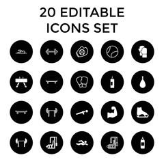 Athletic icons. set of 20 editable filled and outline athletic icons
