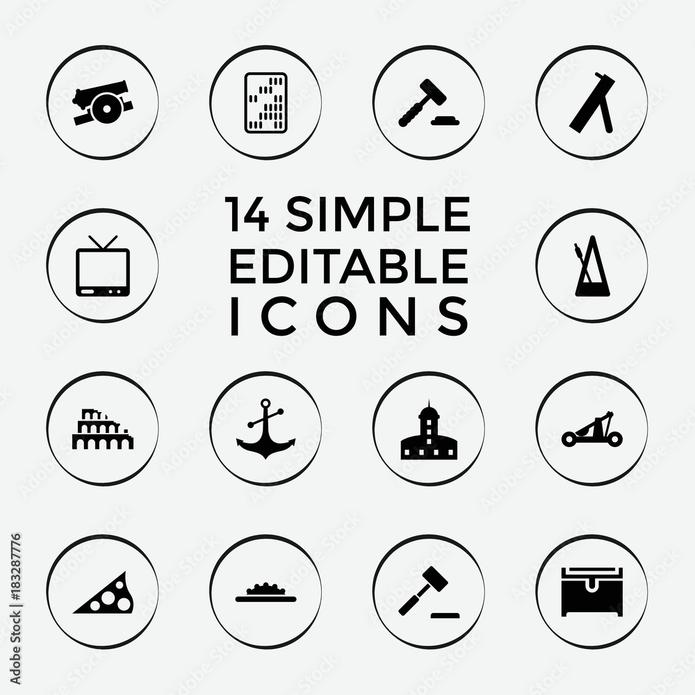 Sticker Set of 14 antique filled icons