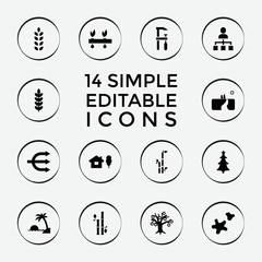 Set of 14 tree filled icons