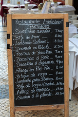 Restaurant Menu Chalkboard on Portuguese Street