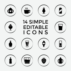 Set of 14 refreshment filled icons