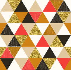seamless triangle geometric abstract pattern with hand-drawn detail