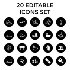 Activity icons. set of 20 editable filled and outline activity icons