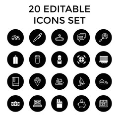 Pictogram icons. set of 20 editable filled and outline pictogram icons