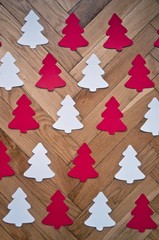 Christmas diy white red paper background.  Making craft xmas ornaments