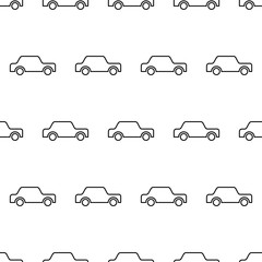 Seamless pattern from icon car black contour on a white background of vector illustration