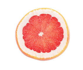 Grapefruit slices isolated on white background close-up