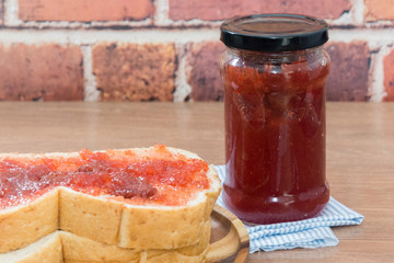 bread and strawberry jam