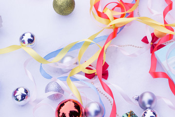 A Bear has a lot of giftbox from christmas and new year festival all around.