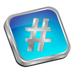 Hashtag Button - 3D illustration