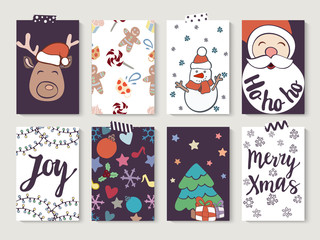 Christmas and Happy new year cards set