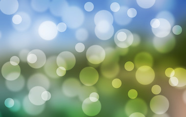 Bokeh lights with soft blurry blue festive background 