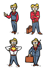 Businessman cartoon icons set