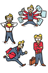 Businessman cartoon icons set
