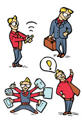 Businessman cartoon icons set