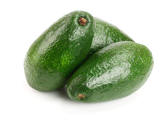 whole avocado isolated on white background close-up