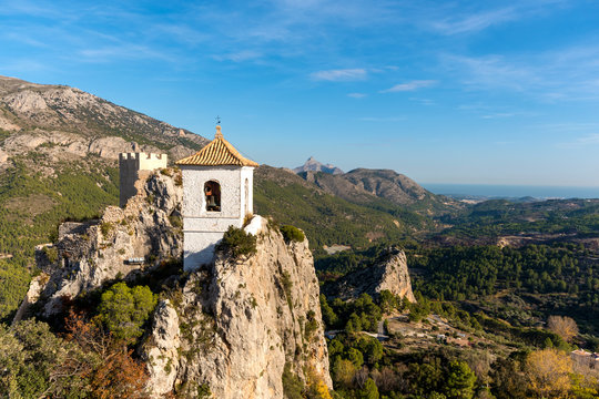 Famous Bell Tower at Guadalest castle. Alicante, Spain.
