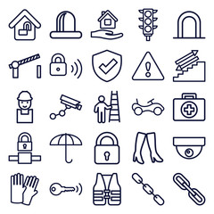 Set of 25 safety outline icons