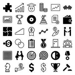 Set of 36 success filled and outline icons
