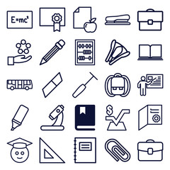 Set of 25 school outline icons