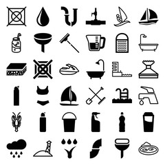 Set of 36 water filled and outline icons
