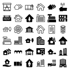 Set of 36 real filled and outline icons