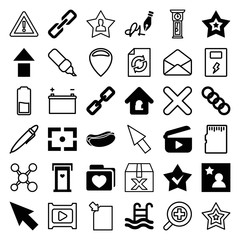 Set of 36 interface filled and outline icons