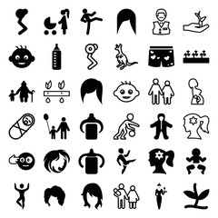 Set of 36 young filled and outline icons