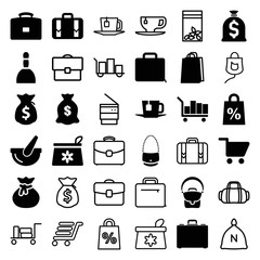 Set of 36 bag filled and outline icons