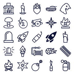 Fototapeta premium Set of 25 fire outline icons