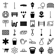 Set of 36 garden filled and outline icons