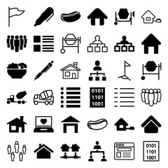 Set of 36 site filled and outline icons