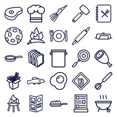 Set of 25 cook outline icons