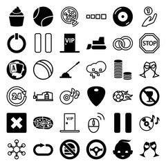 Set of 36 round filled and outline icons
