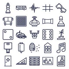 Set of 25 square outline icons