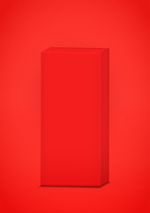 Advertising Presentation Design of red box on red background. Modern style of product visualization. Editable Vector illustration.
